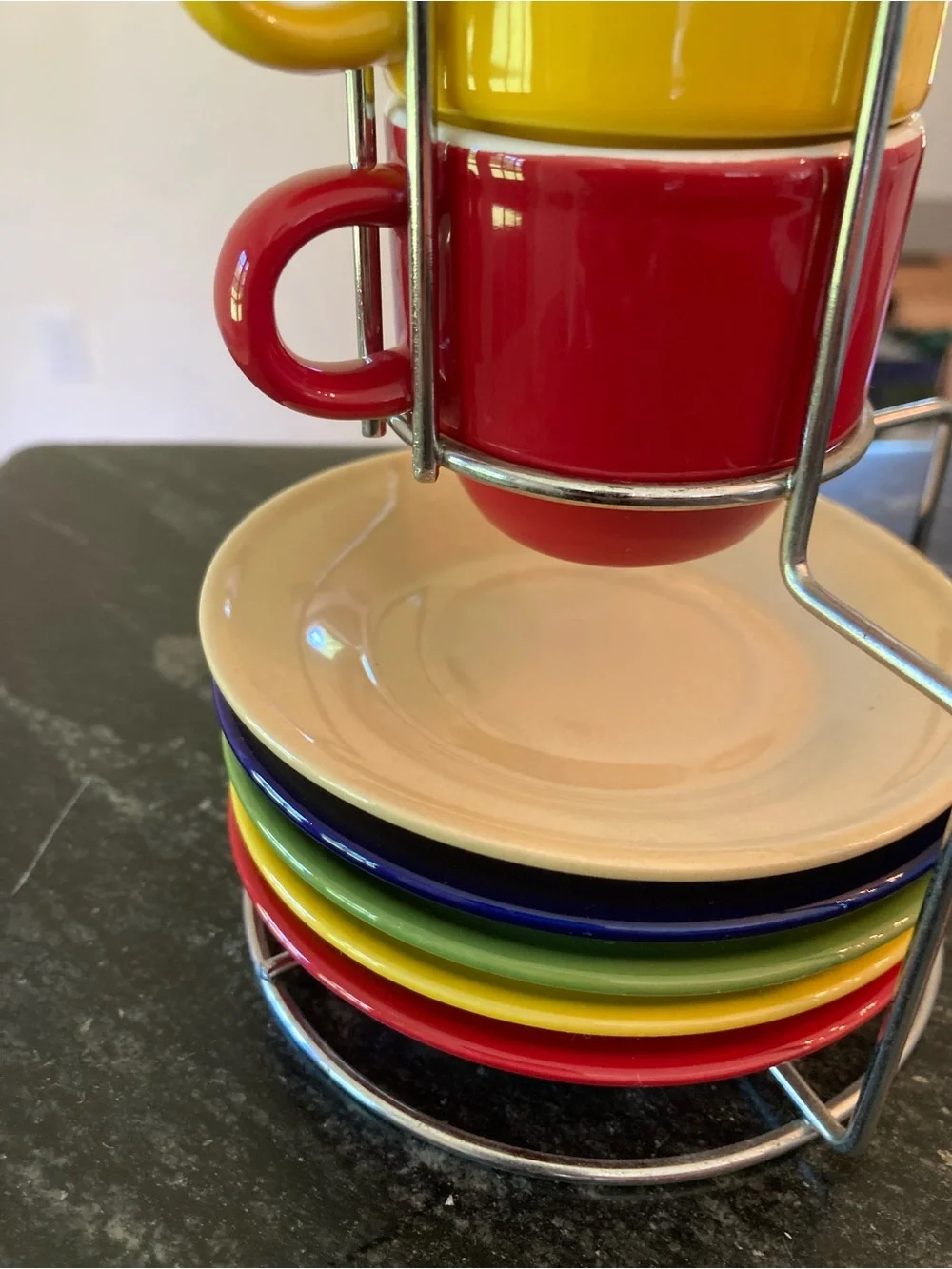 Gibson Sensations Stackable Espresso Cup Saucer Set Standing Organizer Missing 1